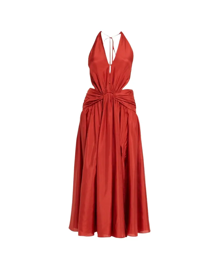 Zimmermann Indra Plunge Halter Maxi Dress