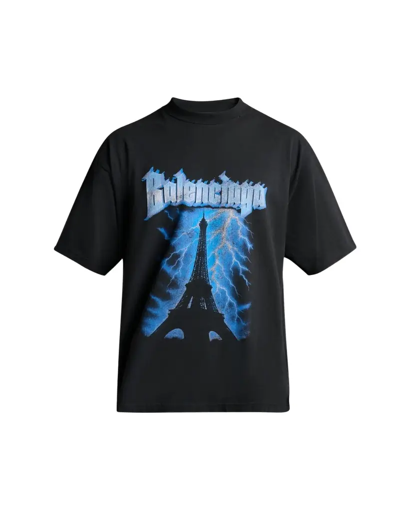 Balenciaga Men's Paris Thunderstorm Oversized T-Shirt
