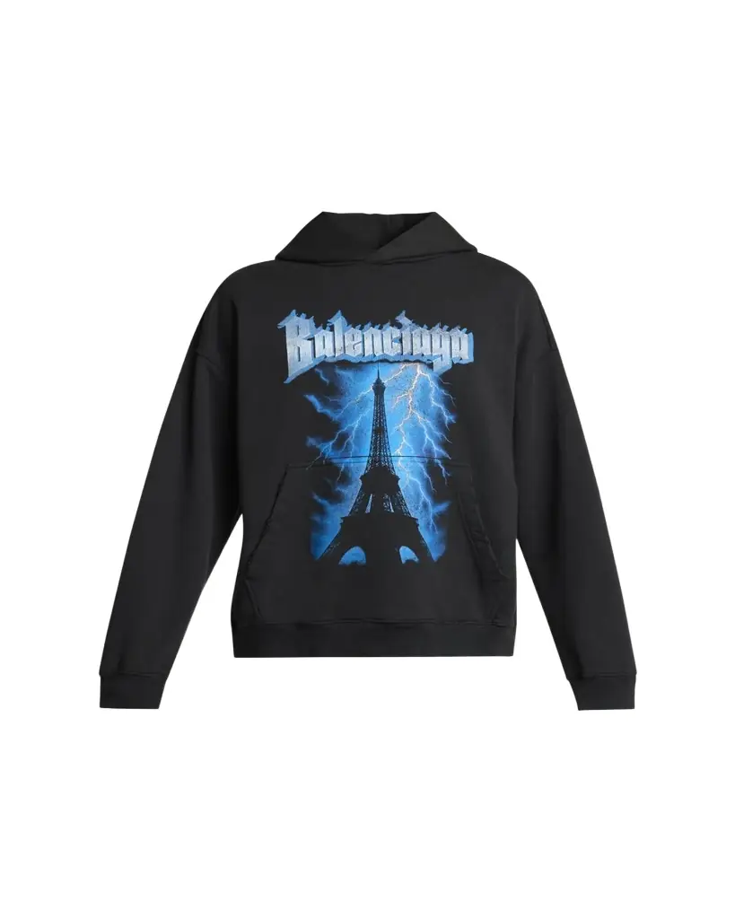 Balenciaga Men's Paris Thunderstorm Medium-Fit Hoodie