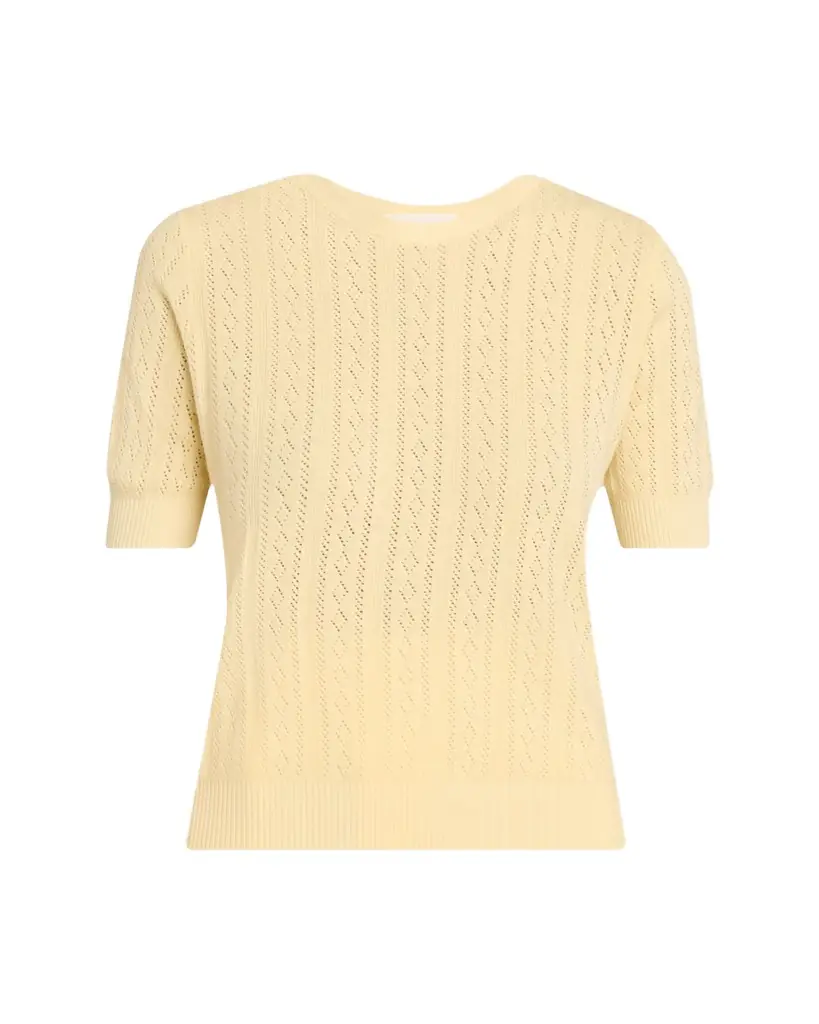 Lisa Yang Nika Cotton Pointelle Knit Short-Sleeve Sweater