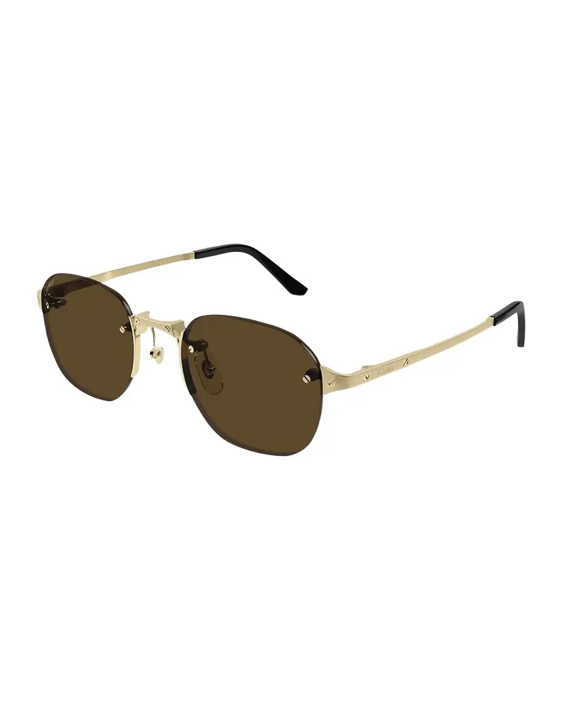 Cartier Men 's CT0459SM Rimless Metal Round Sunglasses - Women's Accessories