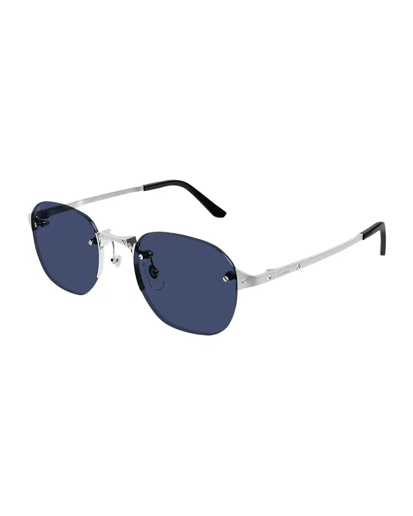 Cartier Men 's CT0459SM Rimless Metal Round Sunglasses
