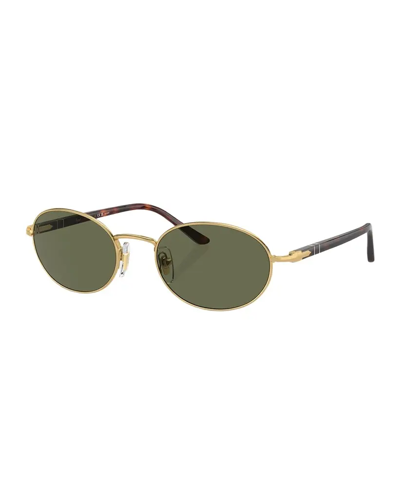Persol Men 's Polarized Metal Oval Sunglasses