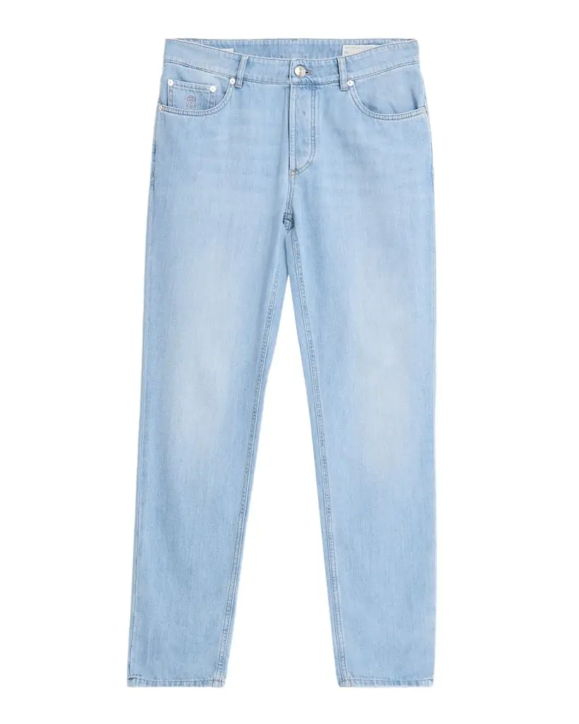 Brunello Cucinelli Men 's Light-Wash Denim Tapered-Leg Jeans