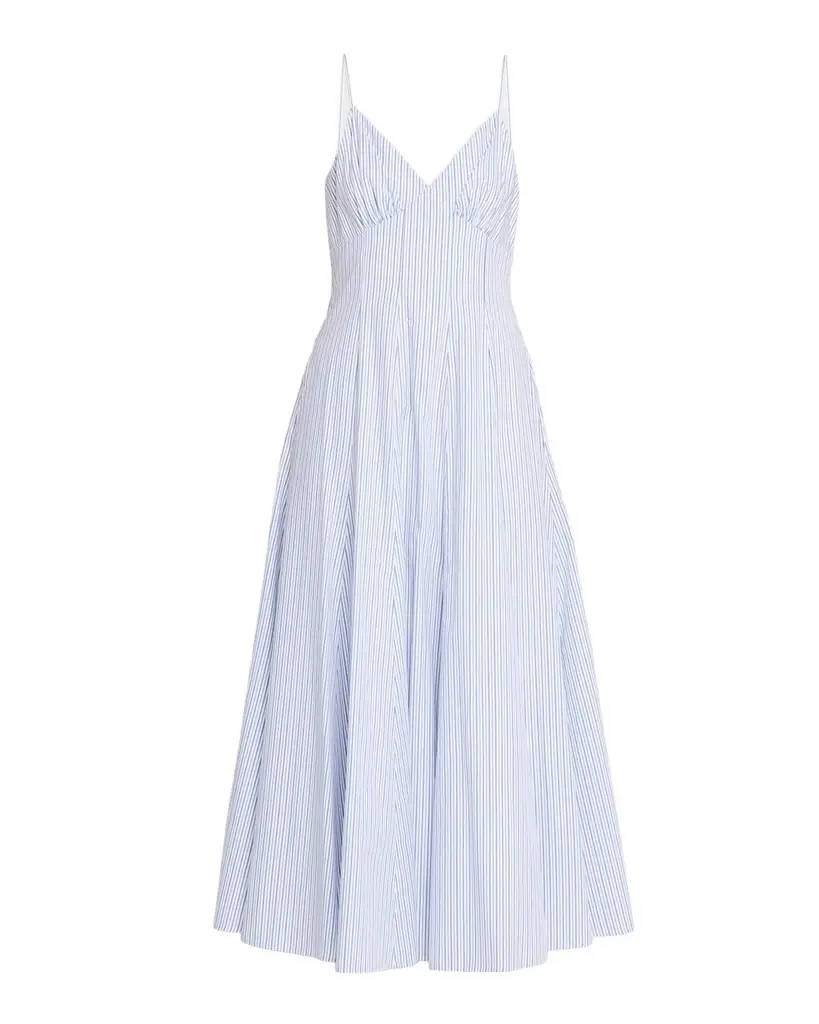 Rosie Assoulin Striped Cotton Poplin Cami Maxi Dress