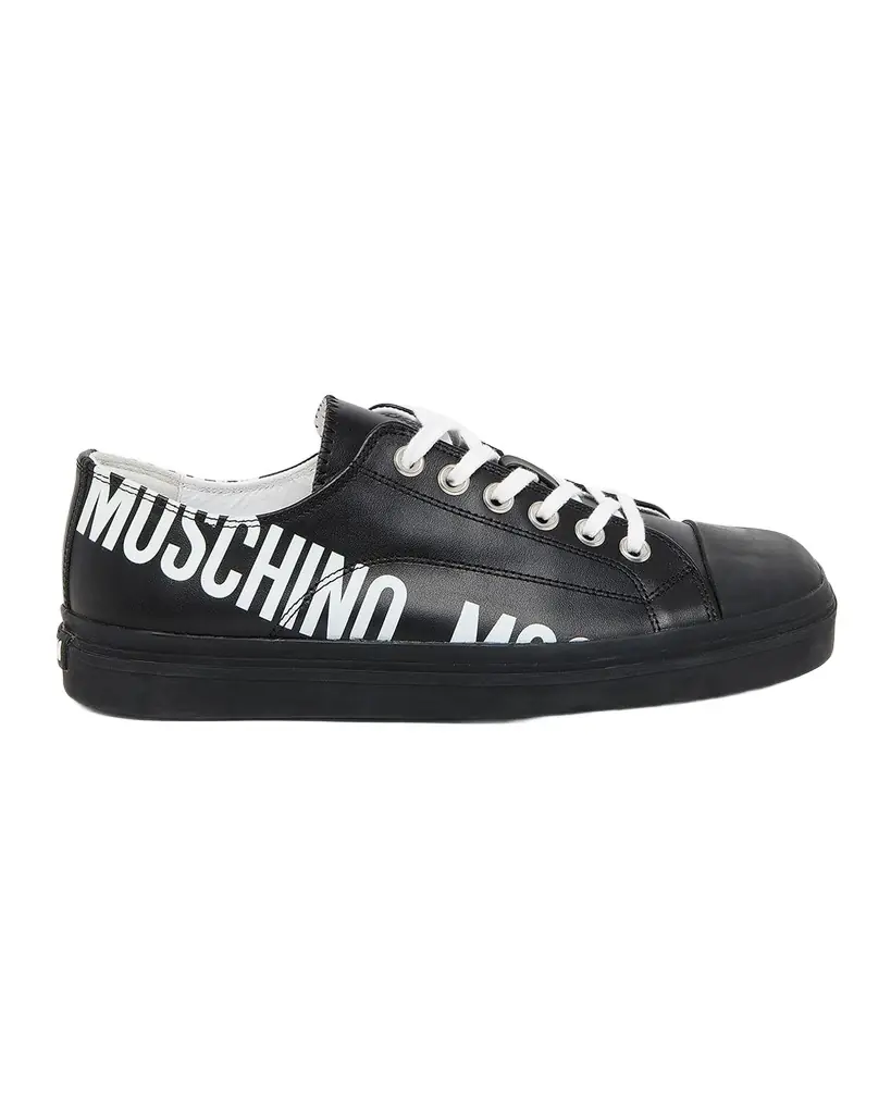 Moschino Men 's Logo-Printed Leather Low-Top Sneakers