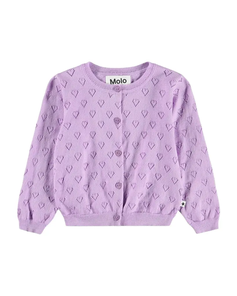 Molo Girl 's Gertrude Heart Pointelle Cotton Cardigan, Size 6M-2