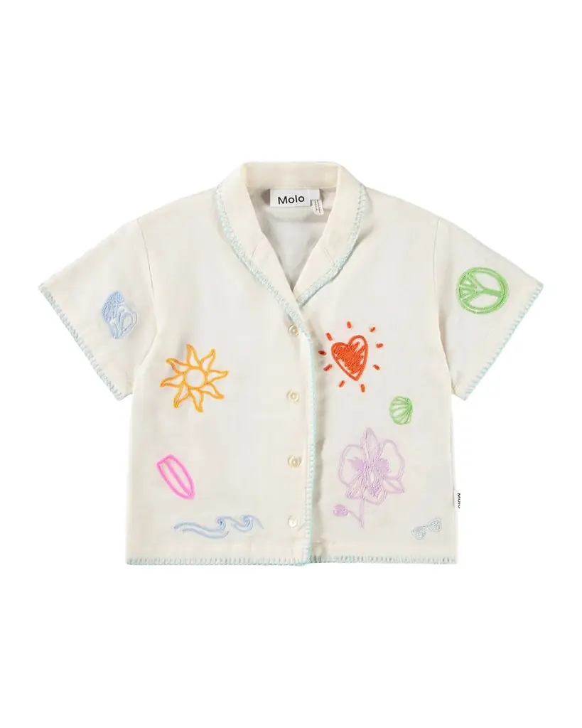 Molo Girl 's Rosalle Embroidered Cotton Short-Sleeve Shirt