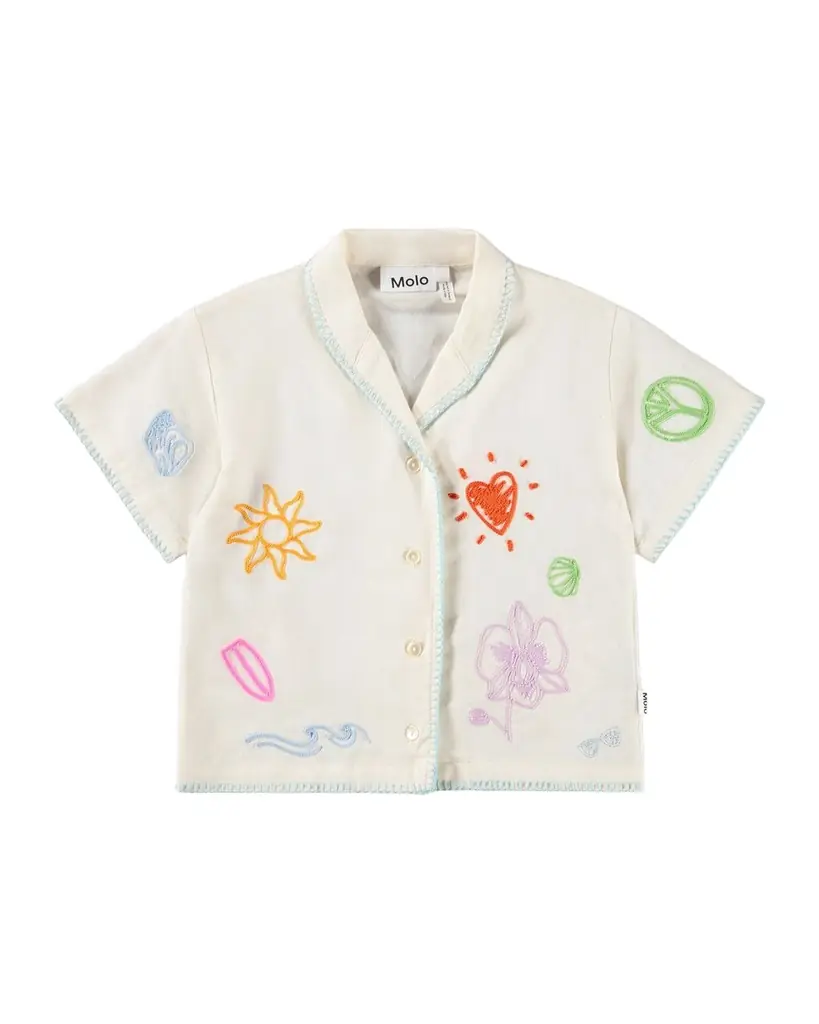 Molo Girl 's Rosalle Embroidered Organic Cotton Shirt