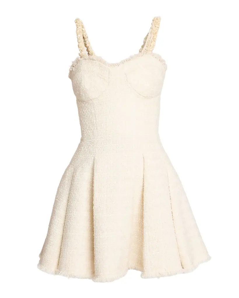 Balmain Embroidered Tweed Bustier Mini Dress