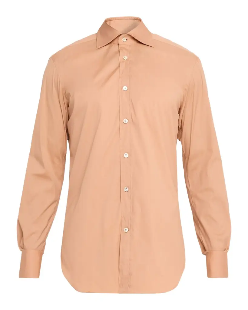 Kiton Men 's Solid Cotton Sport Shirt