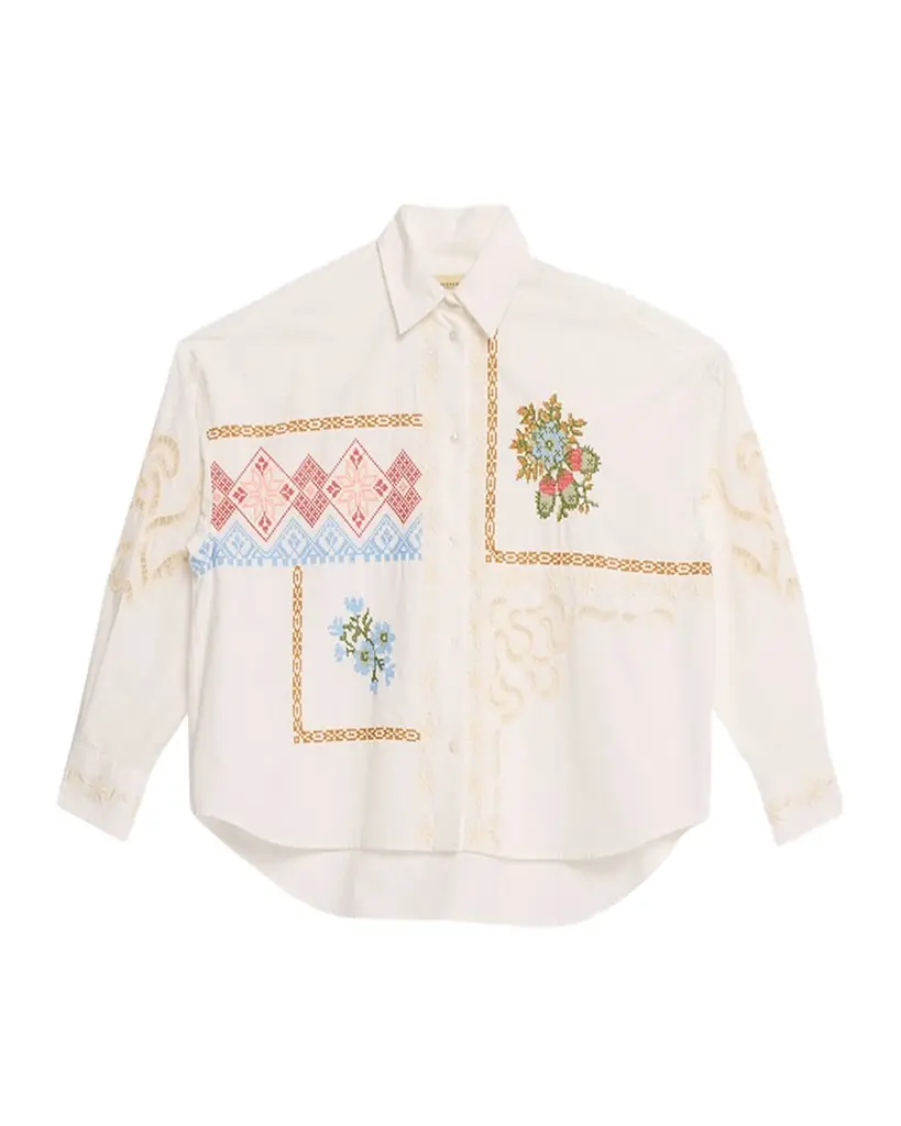 Weekend Max Mara Fonte Embroidered Cotton Poplin Shirt