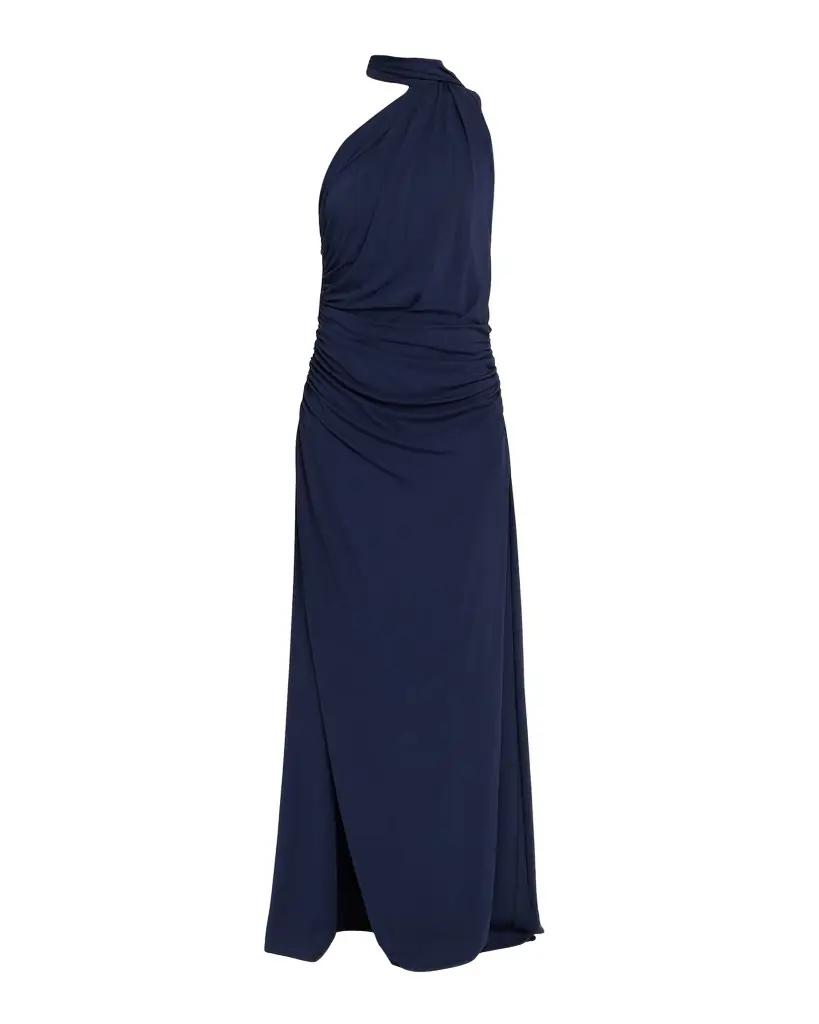 SIMKHAI Moira Draped Mock-Neck Jersey Gown