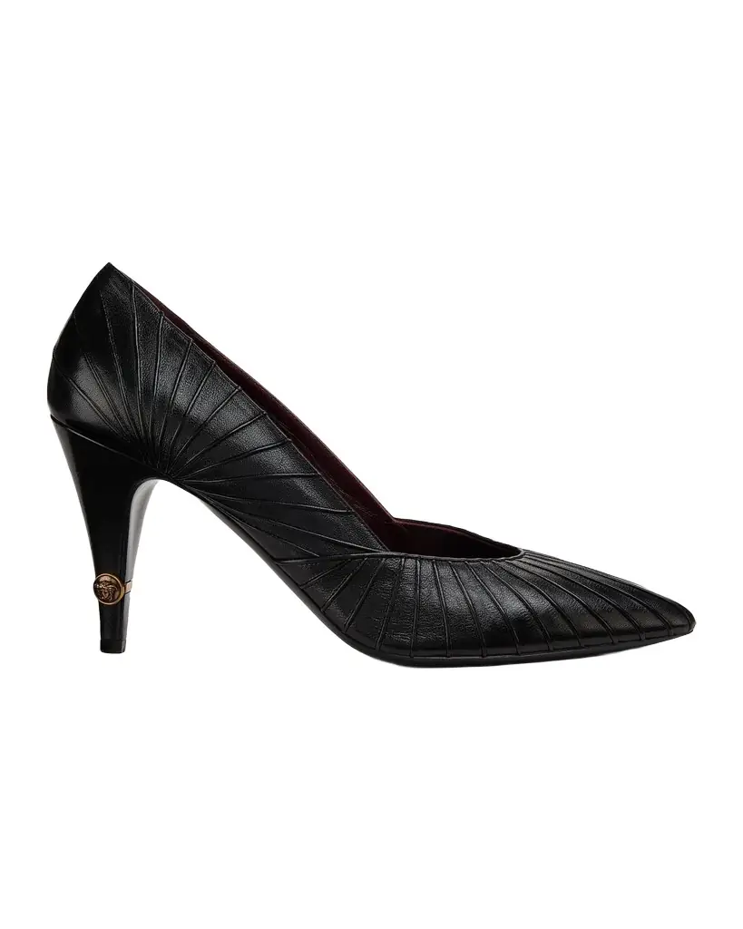 Versace 90mm Gianni Textured Leather Pumps