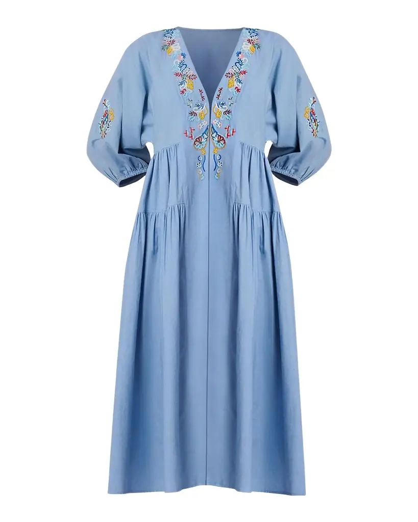 Shoshanna Evora Embroidered Midi Dress