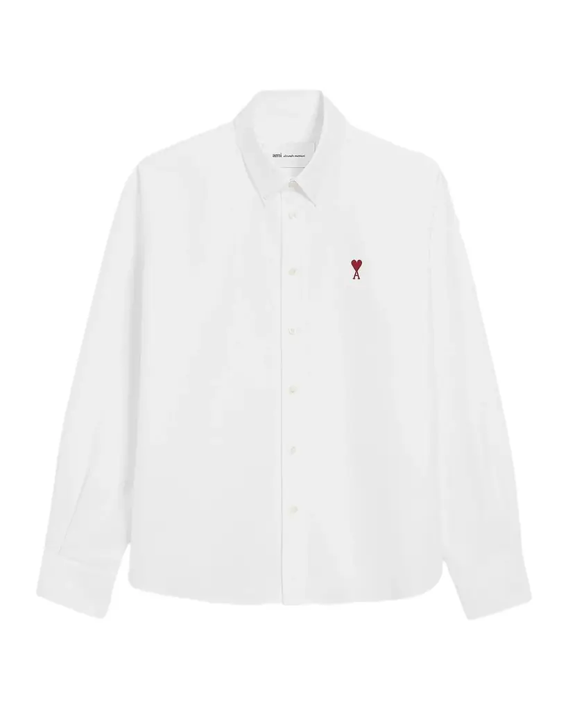 Ami Paris Men 's Embroidered Ami de Coeur Cotton Sport Shirt