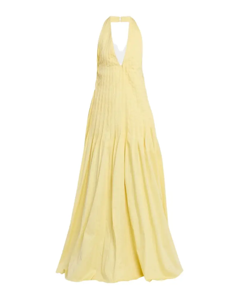 Et Ochs Backless Pleated Cotton Poplin Maxi Dress