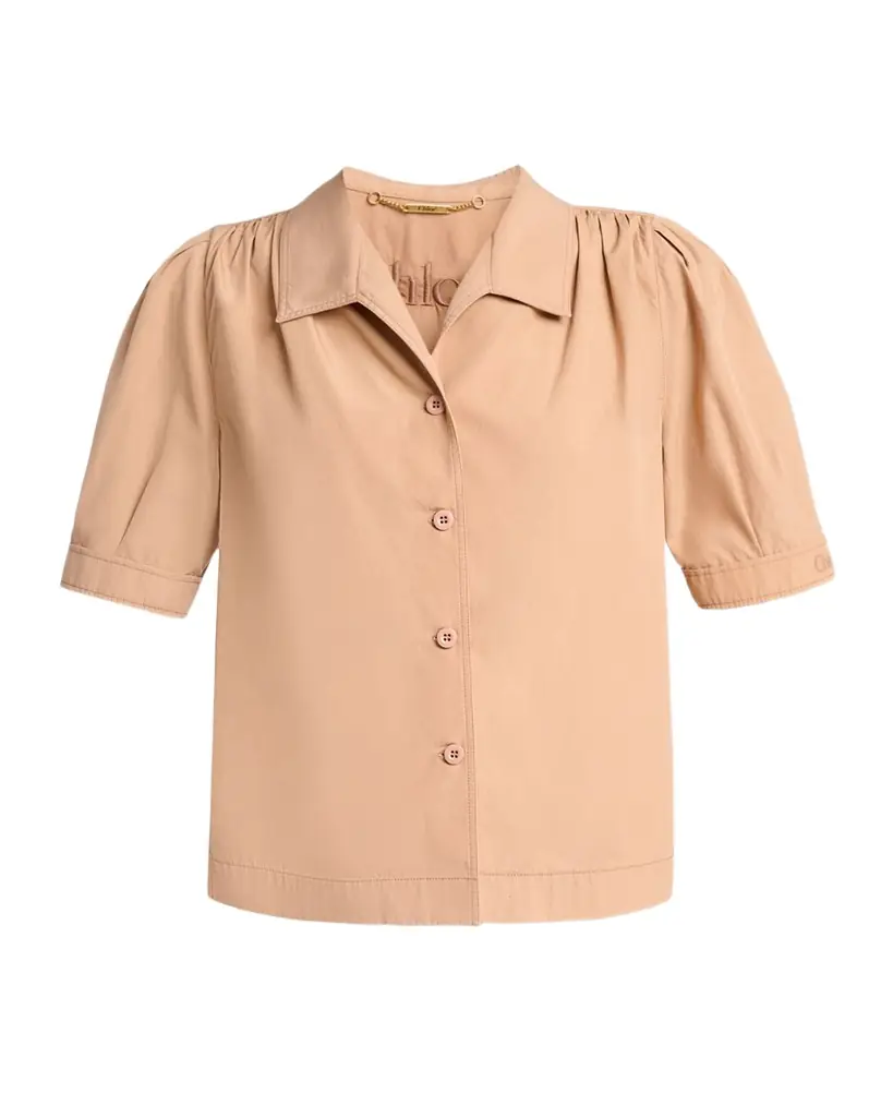 Chloe Cotton Poplin Short-Sleeve Shirt