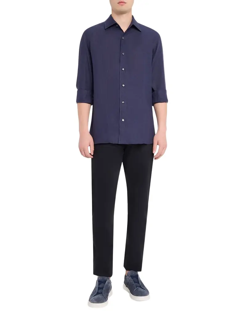 ZEGNA Men's Oasi Lino Linen Button-Down Shirt