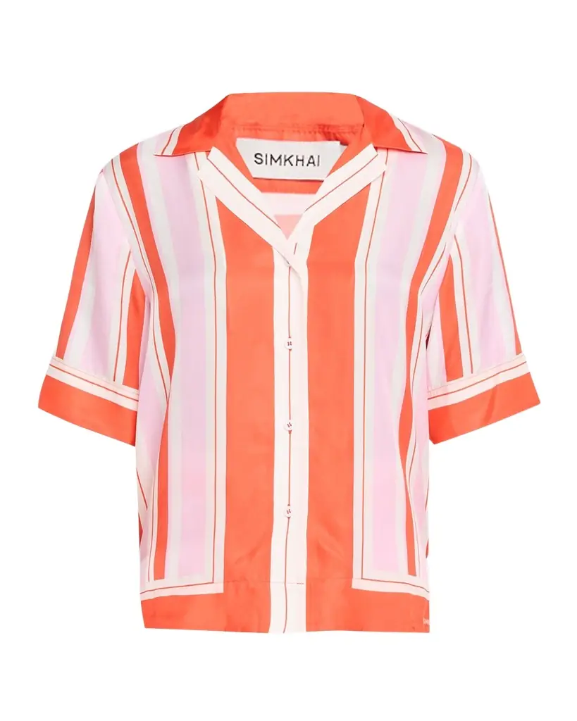 SIMKHAI Koda Striped Button-Front Shirt