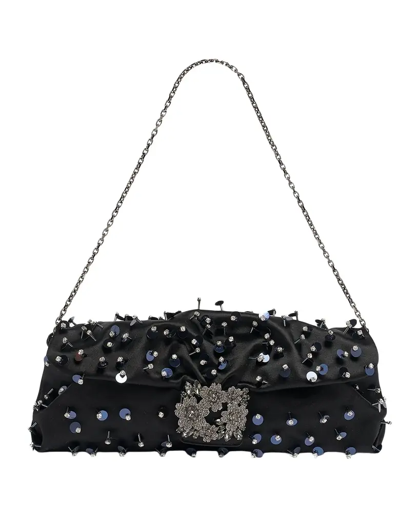 Roger Vivier Efflorescence Embellished Satin Clutch Bag