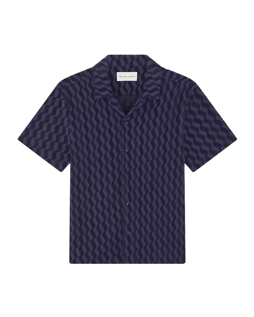 Frescobol Carioca Men 's Roberto Terry Cotton Short-Sleeve Shirt