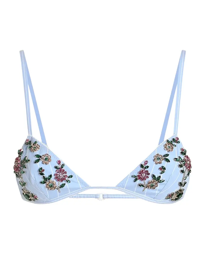 Dolce & Gabbana Striped Crystal-Embellished Poplin Bra