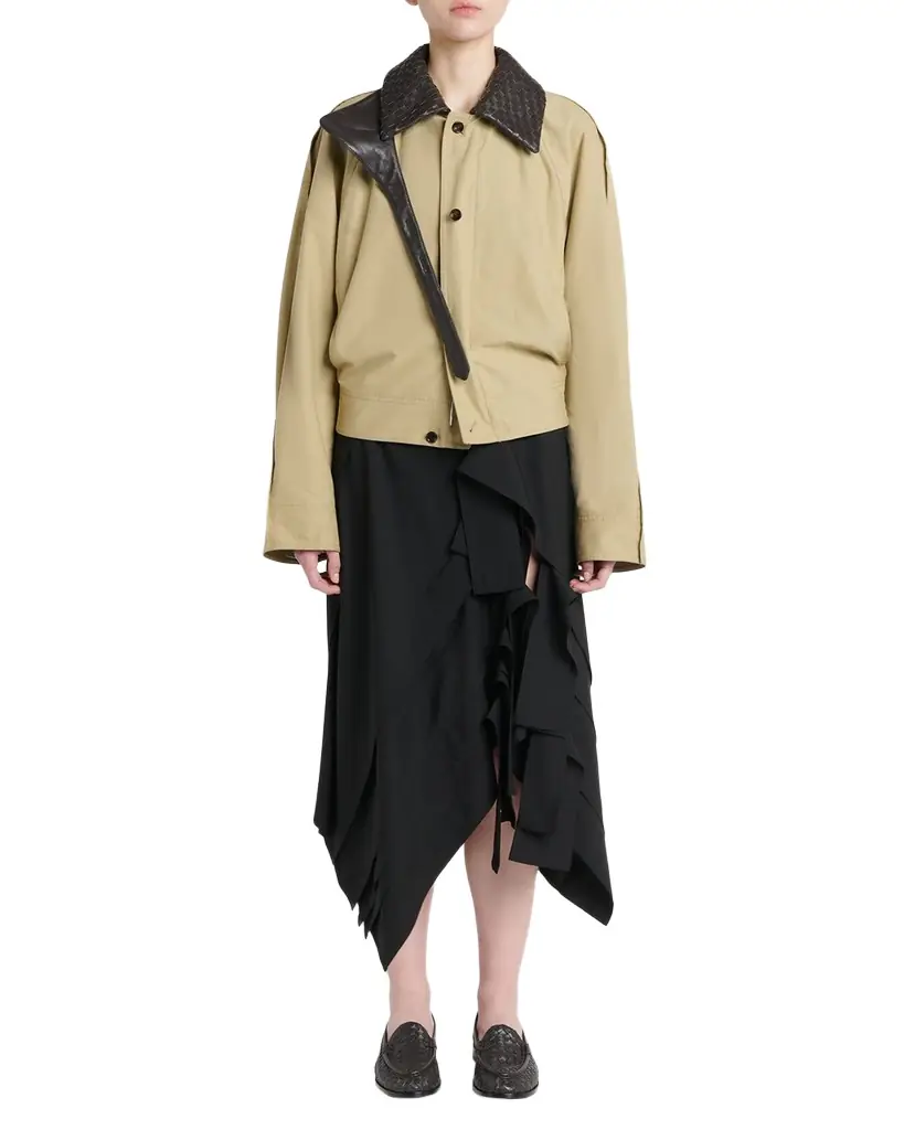 Bottega Veneta Intrecciato Collar Cotton Blouson Jacket