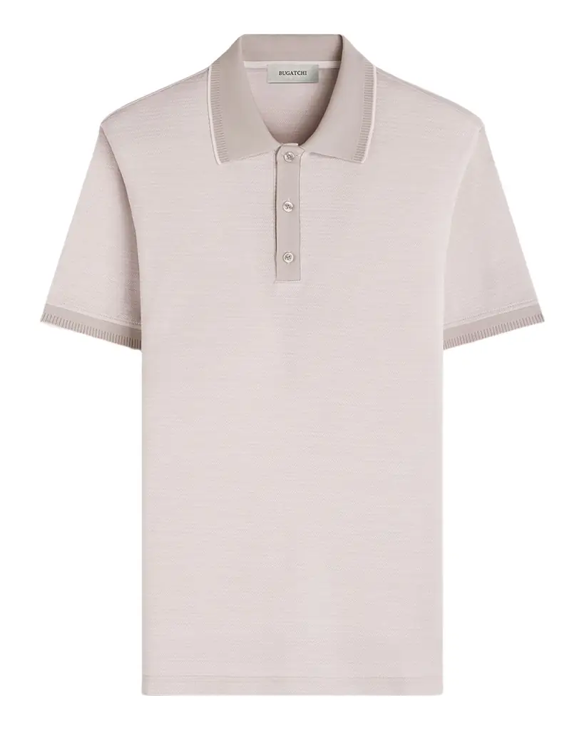 Bugatchi Men 's Three-Button Micro-Herringbone Polo Shirt