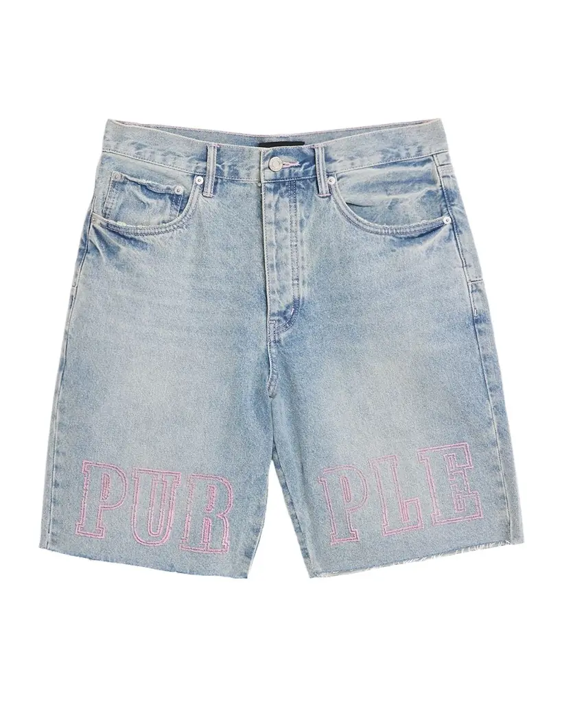 PURPLE Men 's Slab Wordmark Relaxed Denim Shorts