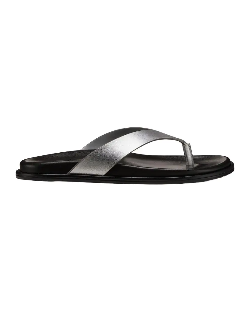 Stuart Weitzman Mary Kate Metallic Leather Thong Sandals