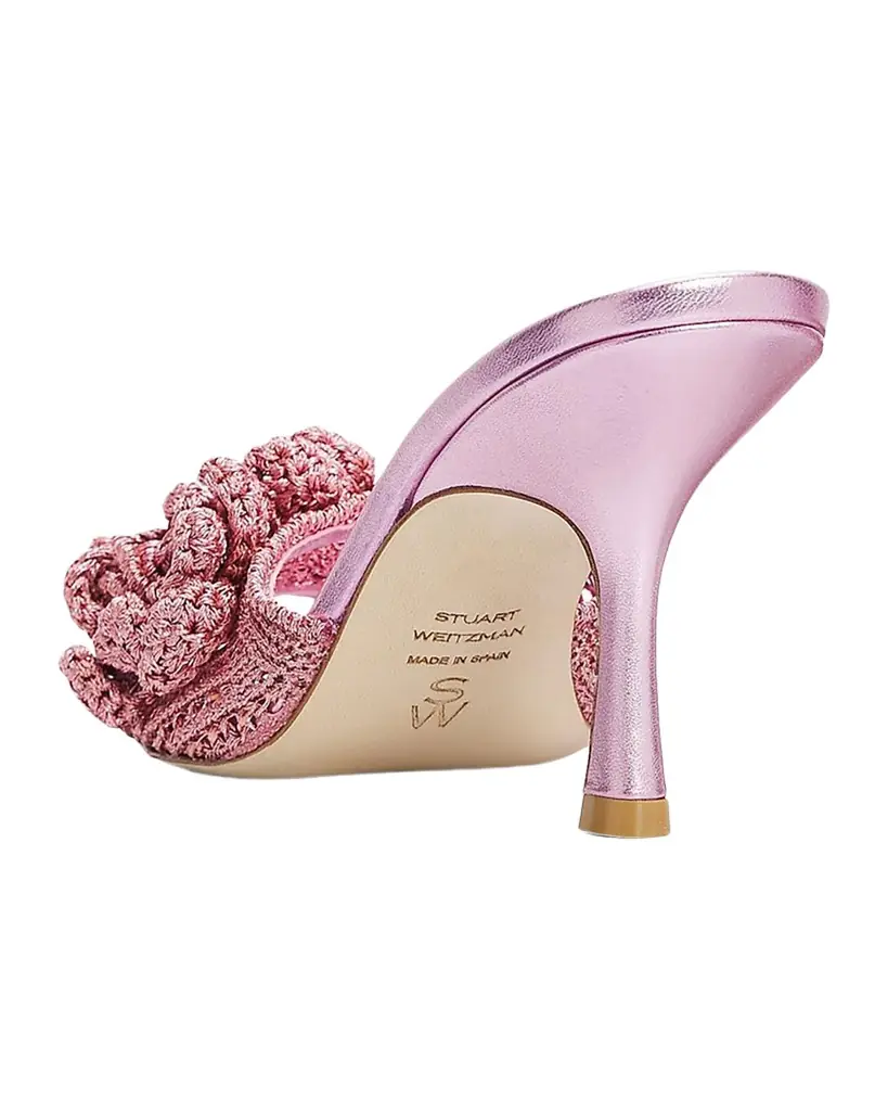 Stuart Weitzman 85mm Lotus Metallic Crochet Slide Sandals