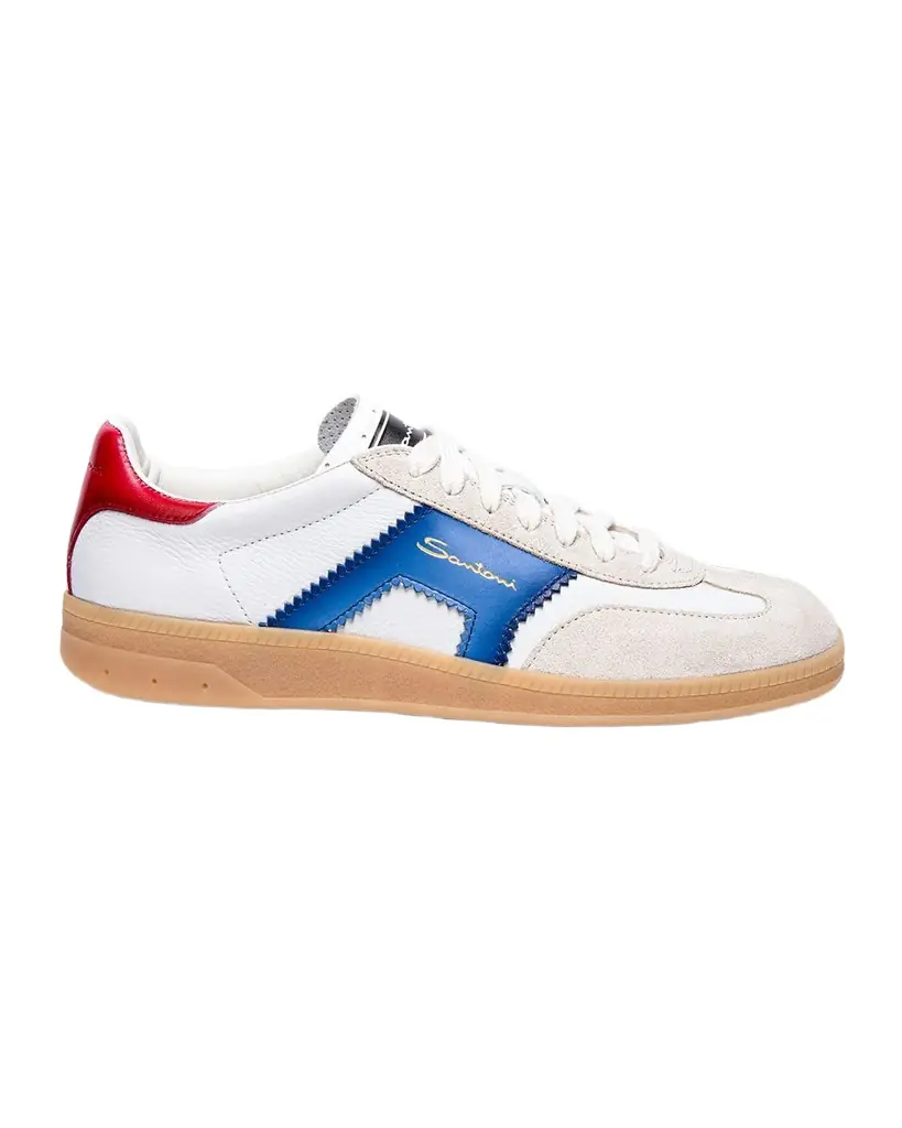 Santoni DBS Oly Mixed Leather Low-Top Sneakers