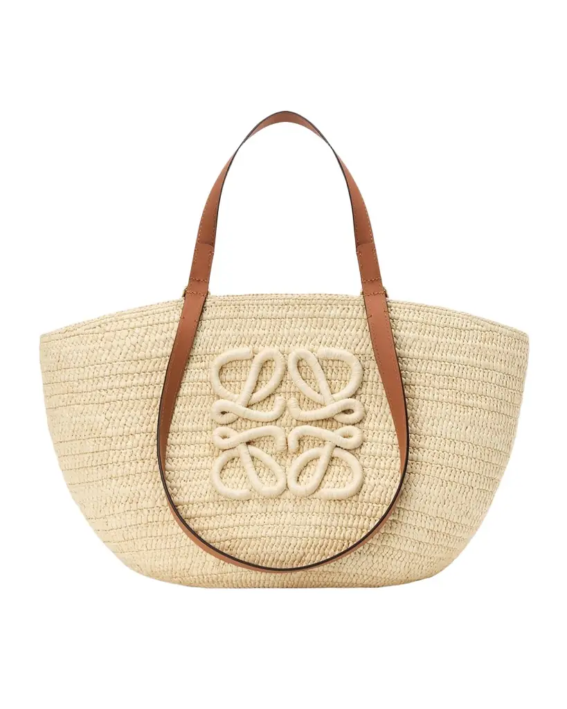Loewe x Paula 's Ibiza Extra Large Eclipse Basket Bag in Raffia and Calfskin