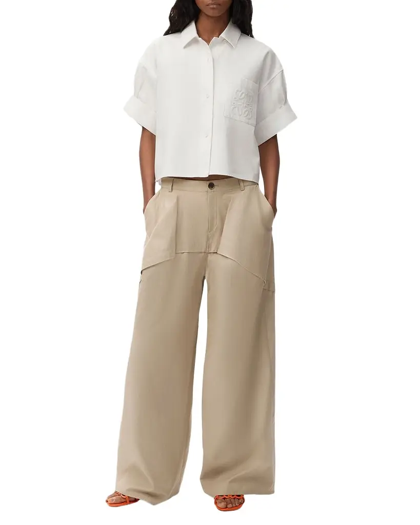 Loewe x Paula's Ibiza Short-Sleeve Denim Boxy Shirt