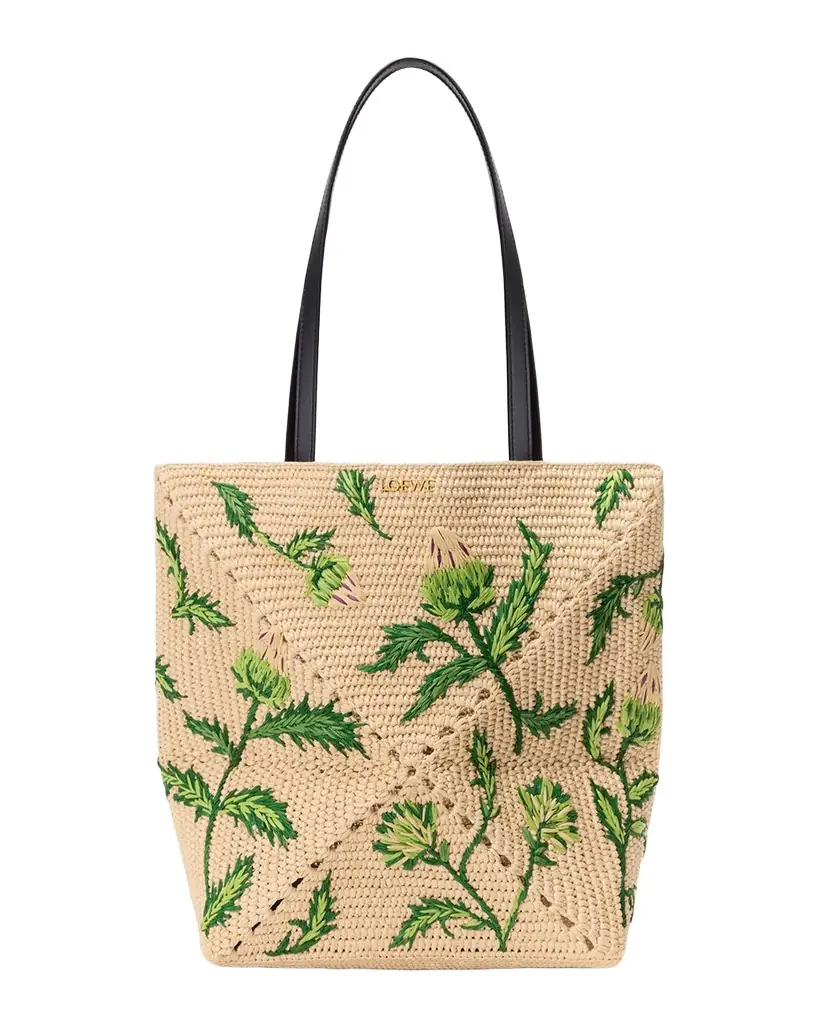 Loewe x Paula 's Ibiza Puzzle Embroidered Raffia Tote Bag