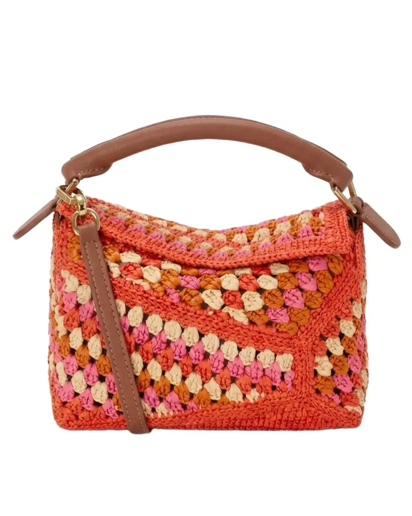 Loewe x Paula 's Ibiza Puzzle Crochet Raffia Top-Handle Bag