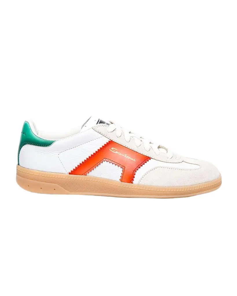 Santoni DBS Oly Mixed Leather Low-Top Sneakers