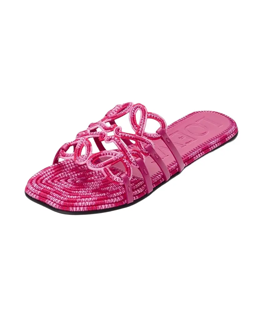Loewe x Paula 's Ibiza Petal Anagram Crochet Flat Slide Sandals