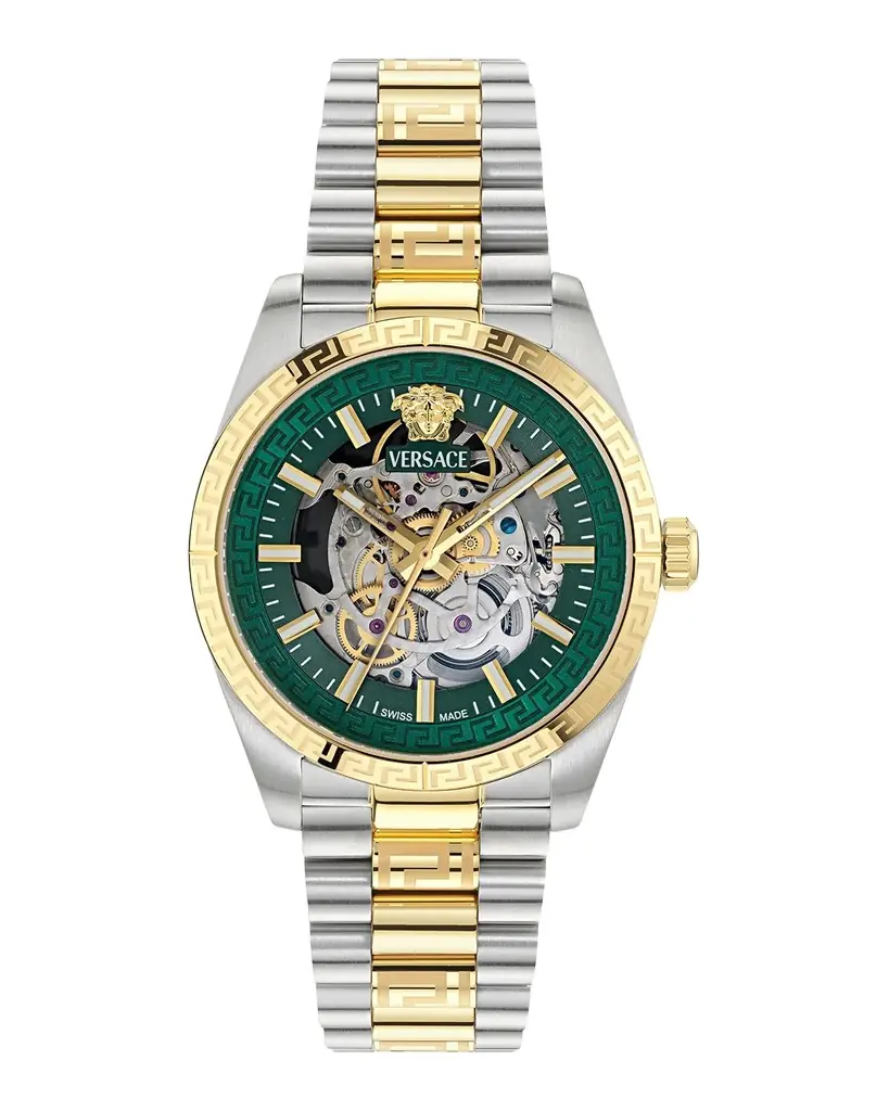 Versace Collection Men 's Millenyium 40mm Skeleton Two-Tone Bracelet Watch