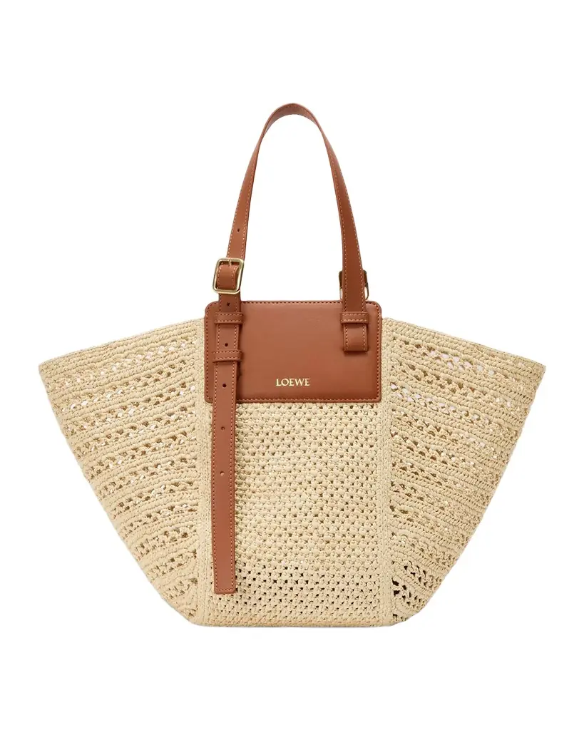 Loewe x Paula 's Ibiza Medium Hammock Cabas Bag in Raffia and Calfskin