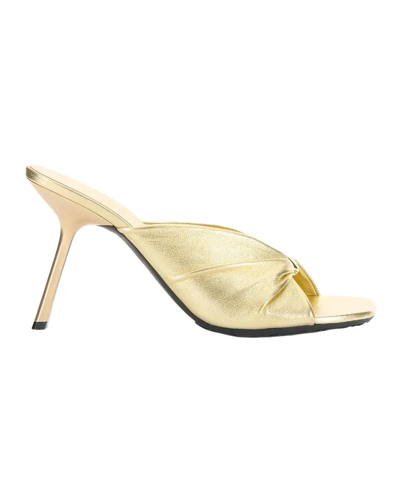 Loewe x Paula 's Ibiza 90mm Pebble Metallic Leather Slide Sandals