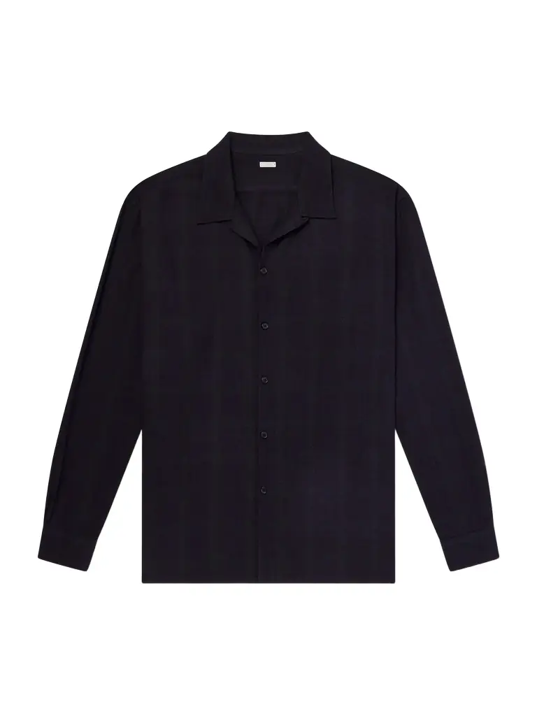 A.PRESSE Camp-Collar Checked Silk Shirt - Men