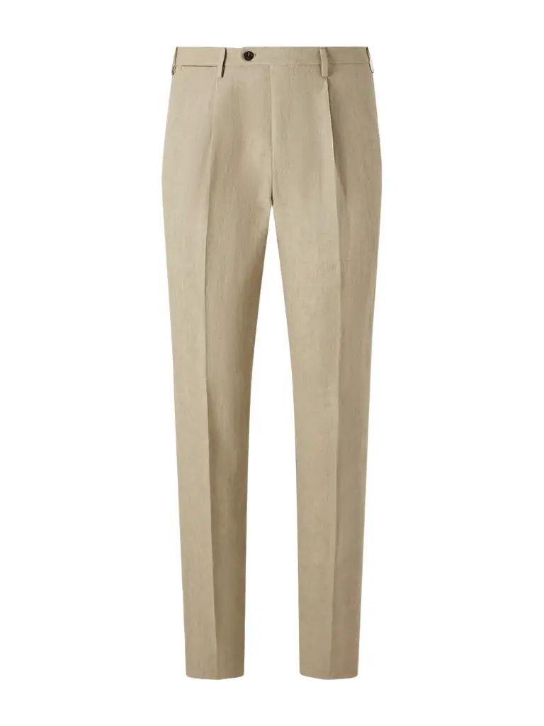 Slowear Straight-Leg Pleated Linen Trousers - Men