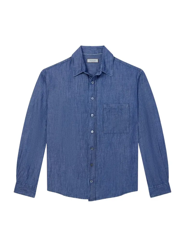 Canali Button-Down Collar Cotton and Linen-Blend Shirt - Men