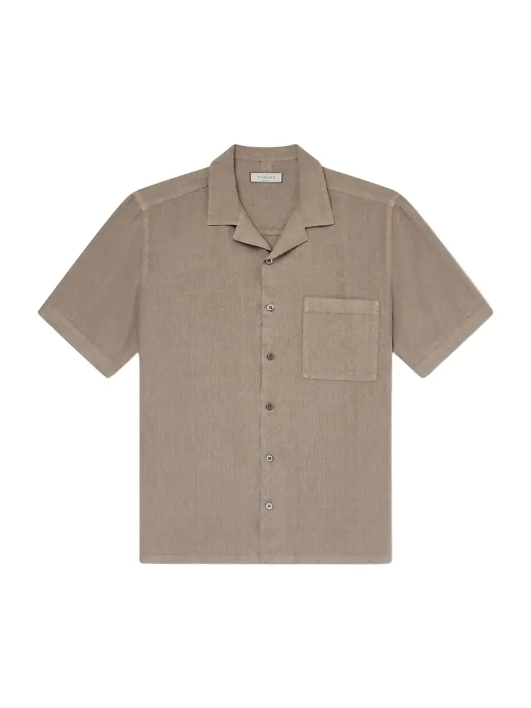 Canali Camp-Collar Linen Shirt - Men