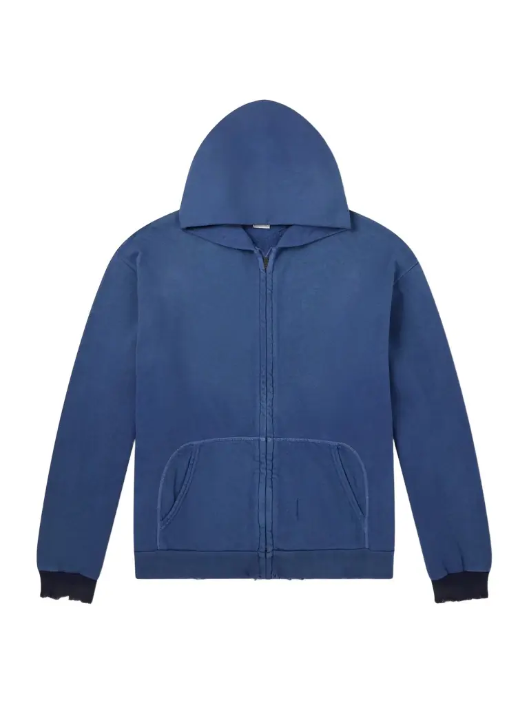 A.PRESSE Distressed Cotton-Jersey Zip-Up Hoodie - Men
