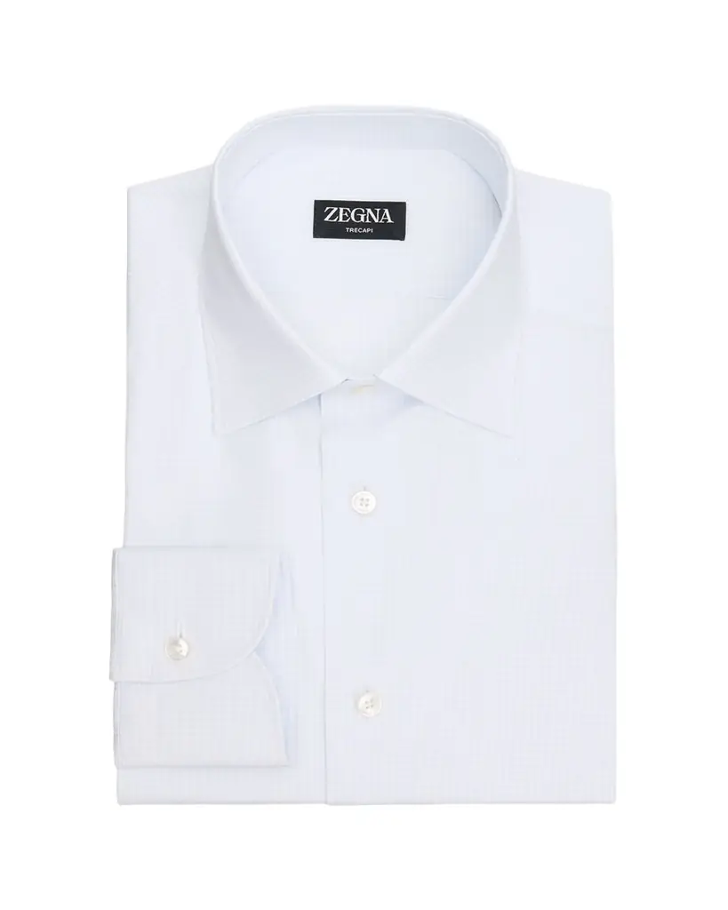 ZEGNA Men's Micro-Check Trecapi Cotton Dress Shirt