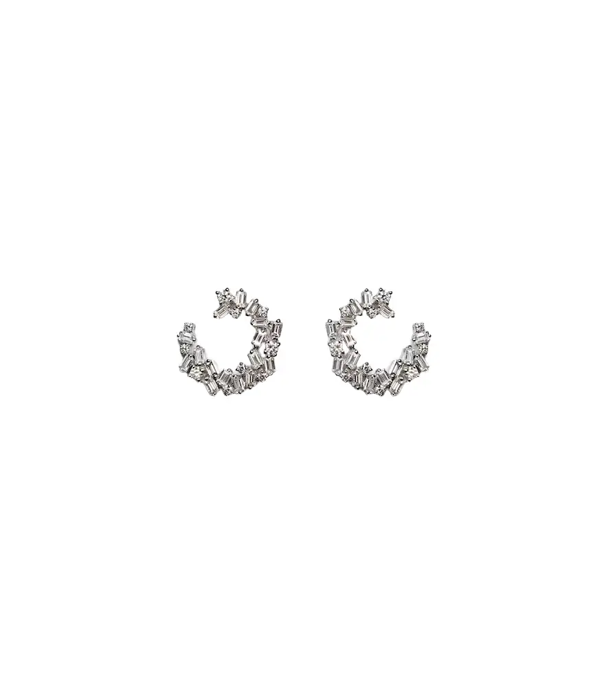 Suzanne Kalan Chloé 18kt white gold hoop earrings with diamonds