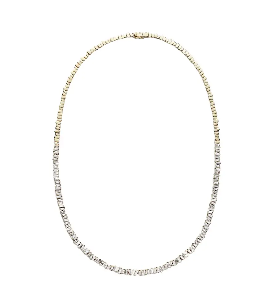 Suzanne Kalan 18kt gold tennis necklace with diamonds